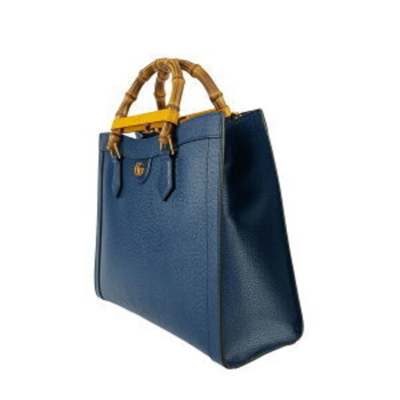Gucci Diana Tote Bag Royal Blue Leather Shoulder Bag Gold - Picture 2 of 9